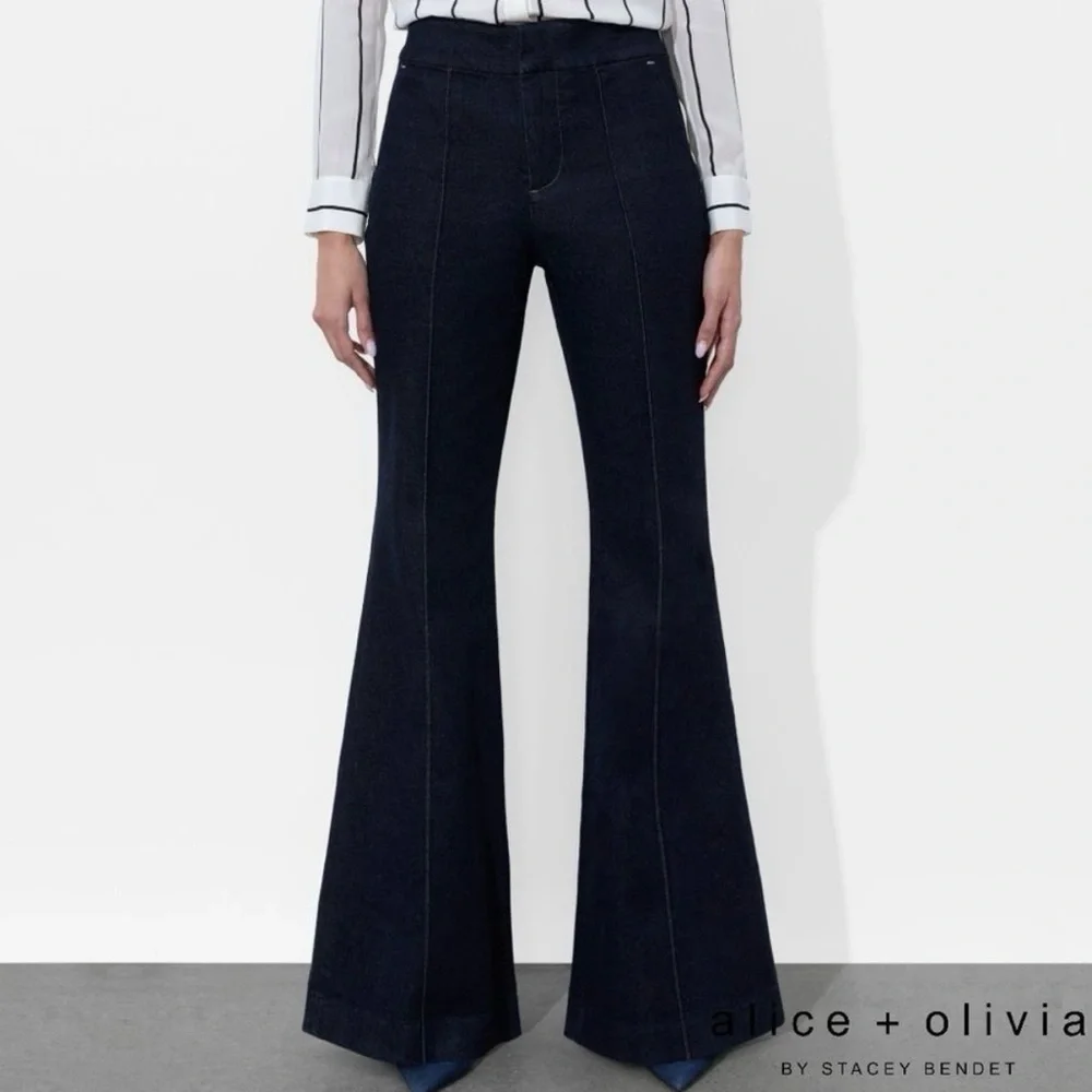 Alice + Olivia Navy Flare Jeans - Picture 4 of 5
